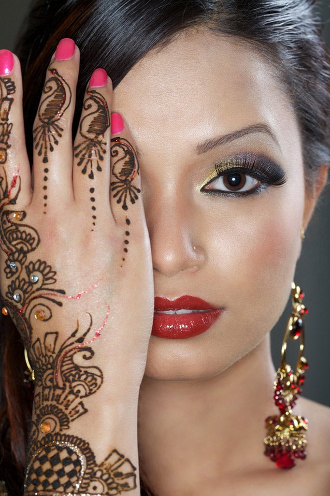 beautiful woman with henna tattoo