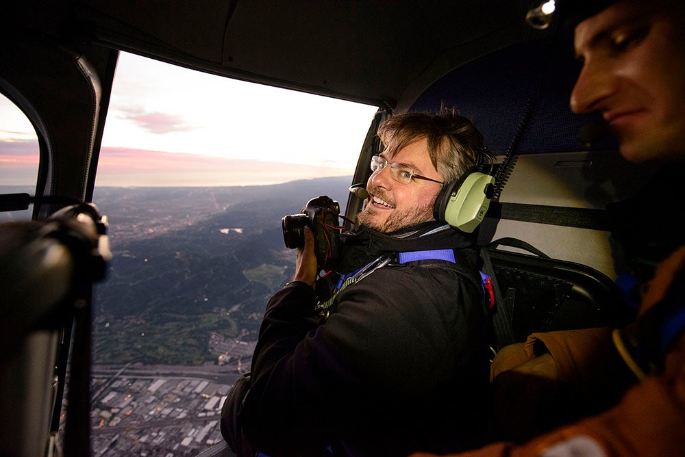Vincent Laforet in a helicopter