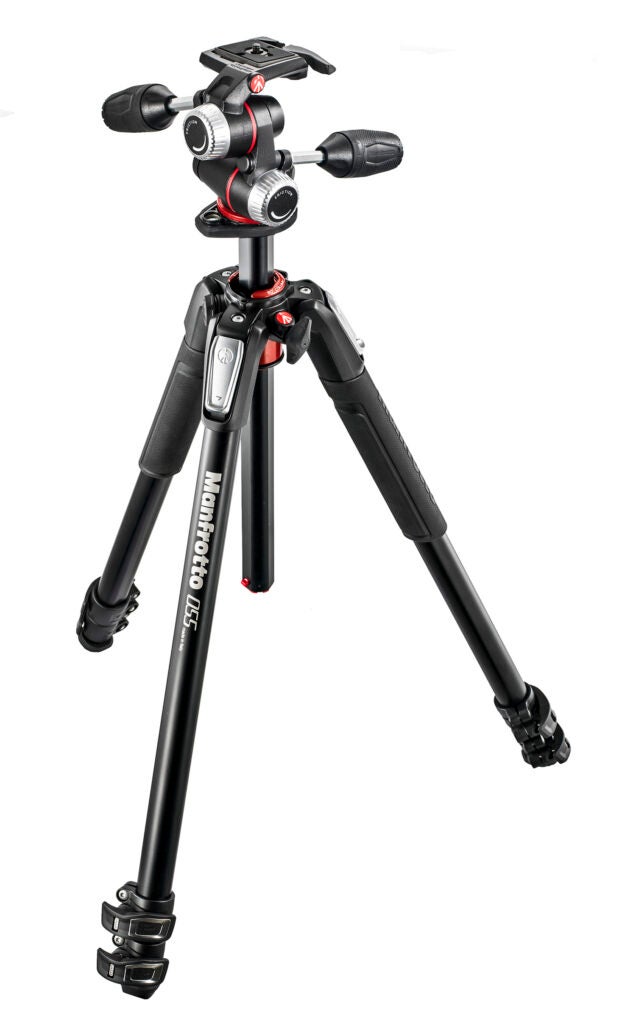 [Manfrotto MT055xpro3](https://www.manfrotto.us/manfrotto-mt055xpro3-055-aluminium-3-section-tripod-with-horizontal-column//): EMD used two of these: one for the “pro­peller” and one for the camera. $25
