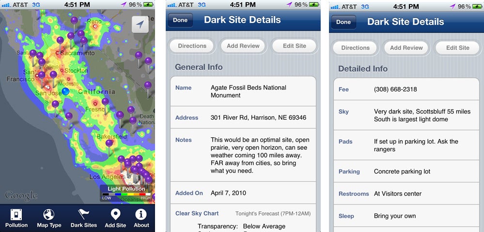 dark sky finder app screenshots