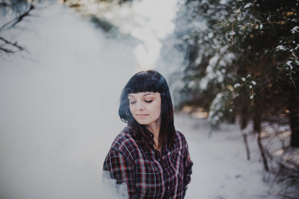 frosty woman in winter