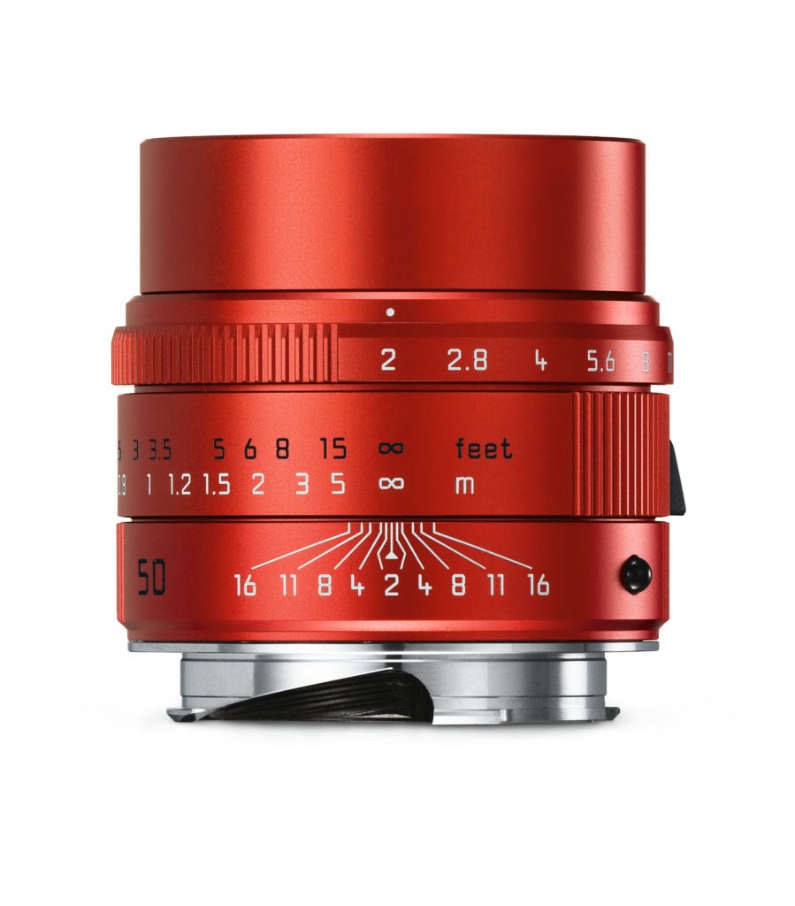 Leica APO Summicron-M 50mm f/2 ASPH Lens in bright red