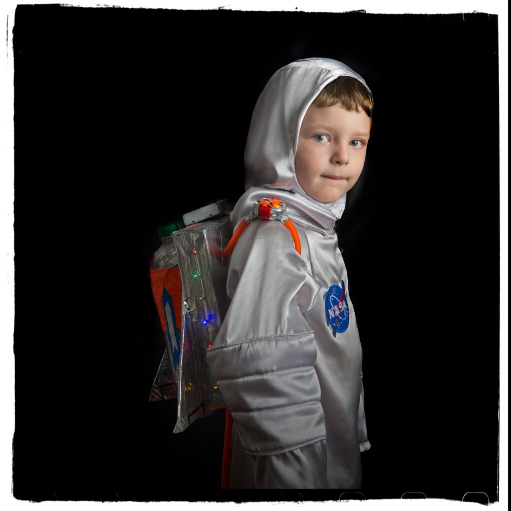 portrait photos of trick-or-treaters