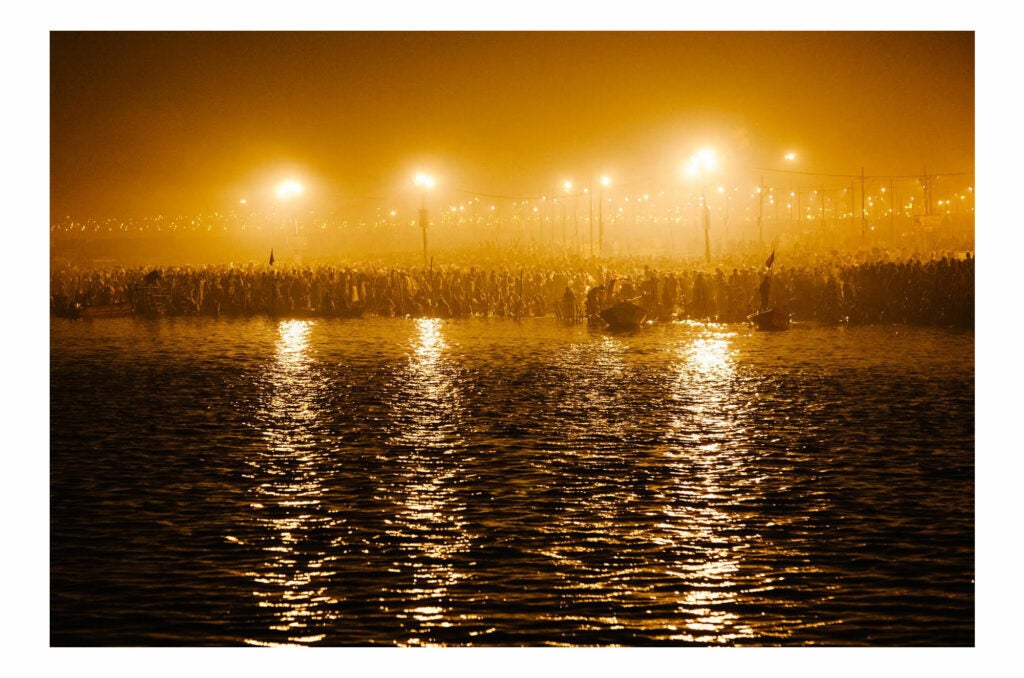 Waters lit at night in India