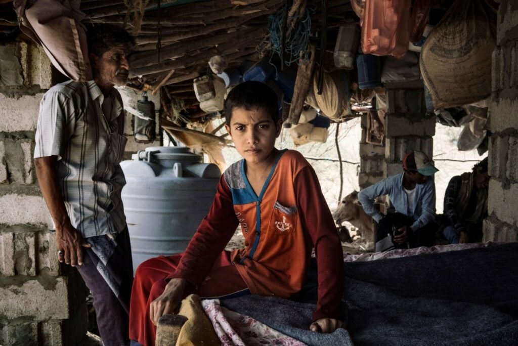 children and older man in Yemen