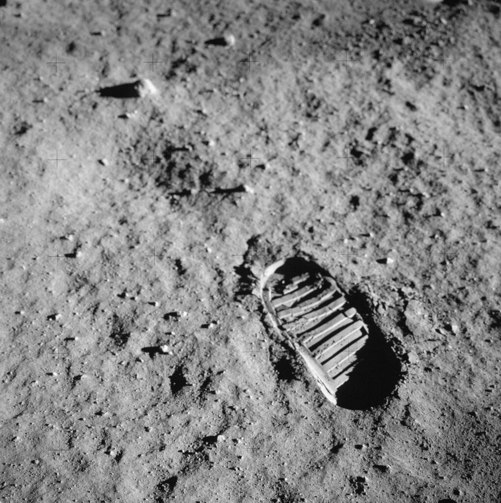 Neil Armstrong's footprint in lunar soil