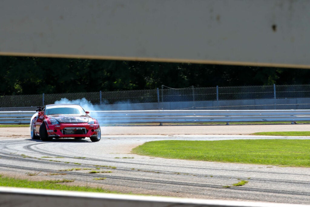 Racecar drifting on track
