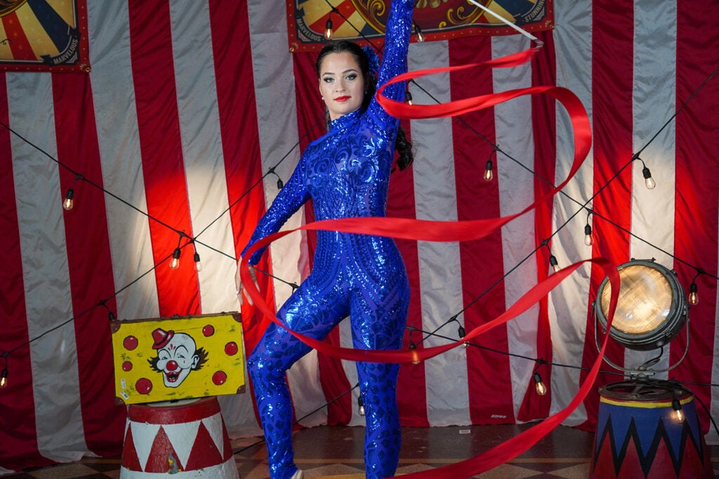 circus performer ribbon twirling
