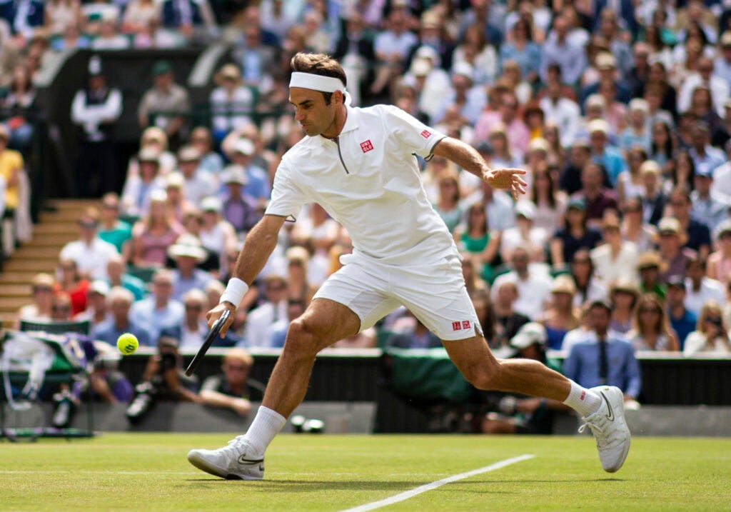 Roger Federer during his Men's Singles final, Wimbledon Tennis Championships