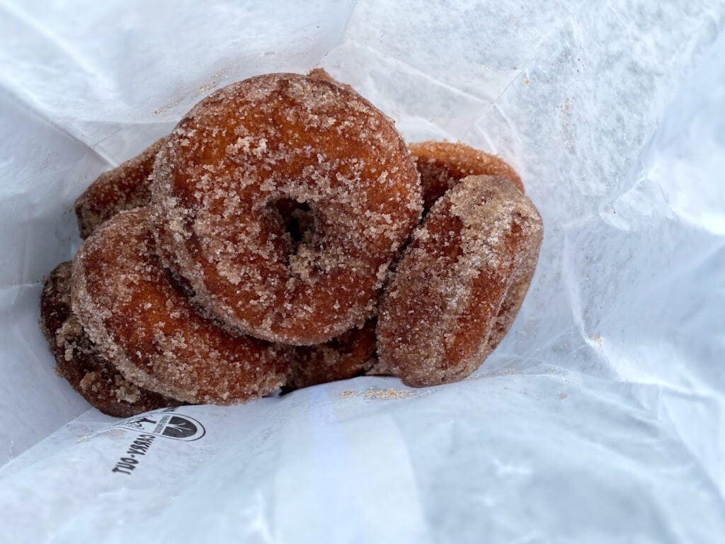 Apple-cider donuts in a bag