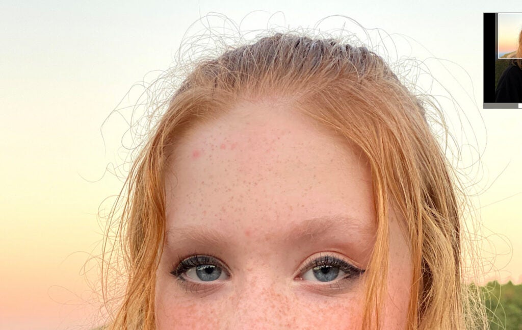 Closeup of a girl's frizzy head
