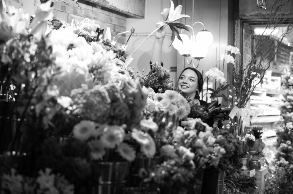 Woman in a florist shop