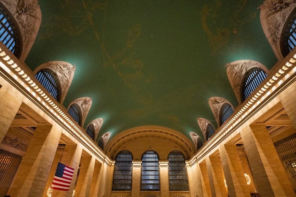 The 20mm lens is great for capturing the expansive ceiling of Grand Central Station.