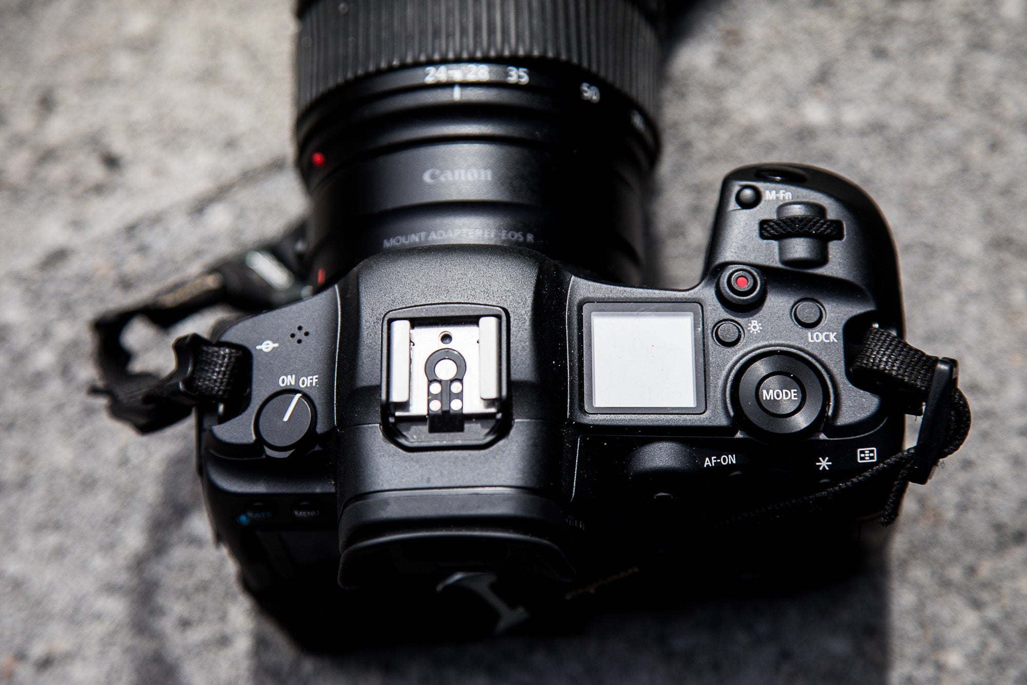 Canon EOS R5 mirrorless camera top
