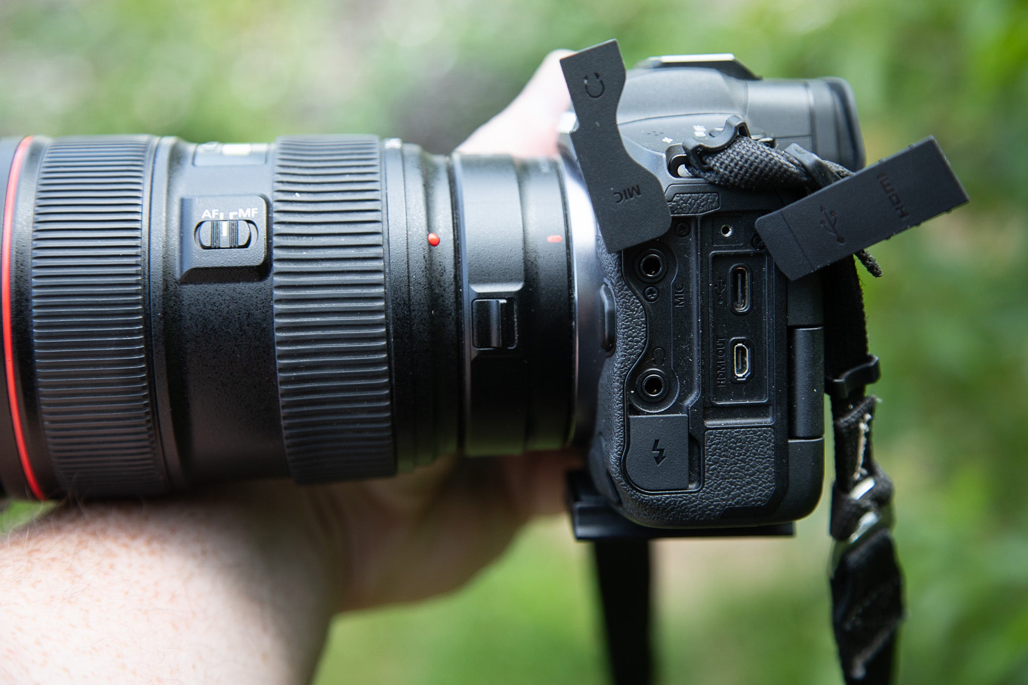 Canon EOS R5 mirrorless camera side