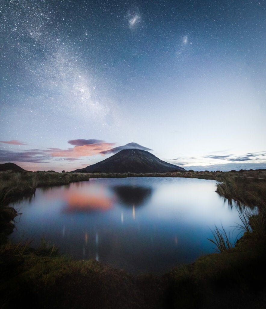 mount taranaki with milky way