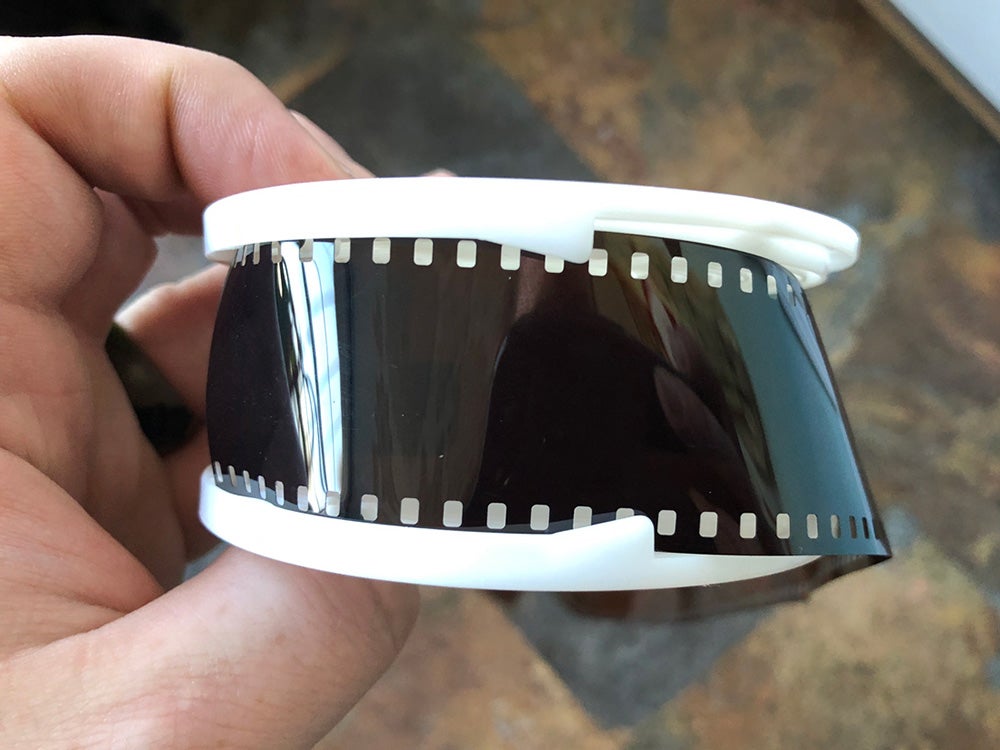 Film loaded onto a developing reel