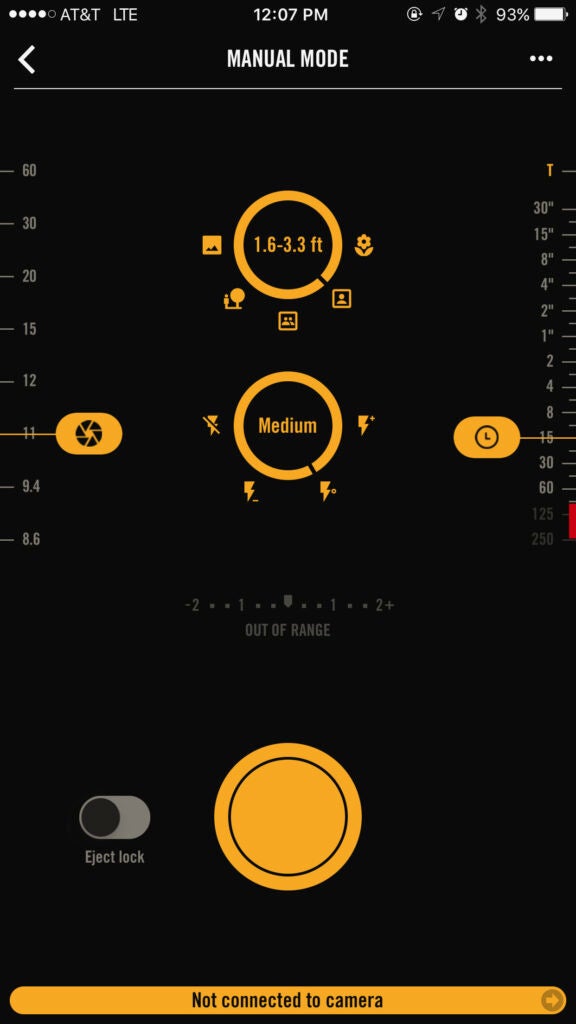 The I-1 Camera app by the Impossible Project, as seen on an iPhone