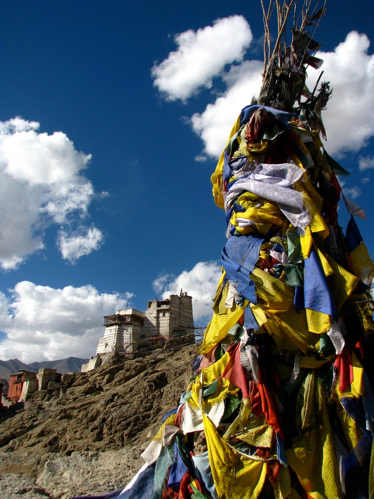 Wide-angle views of elevated monasteries