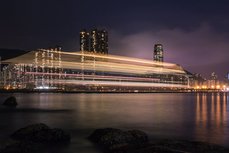 When and where was the photo taken?Victoria Harbour, Hong Kong.What camera and lens were used? Canon EOS 60D.Tech specs: 1SO 100, Bulb 75 sec, f/22.Processing: None. See more of Anthony's work here. Want to see your photo picked as our Photo of the Day? Submit it HERE.