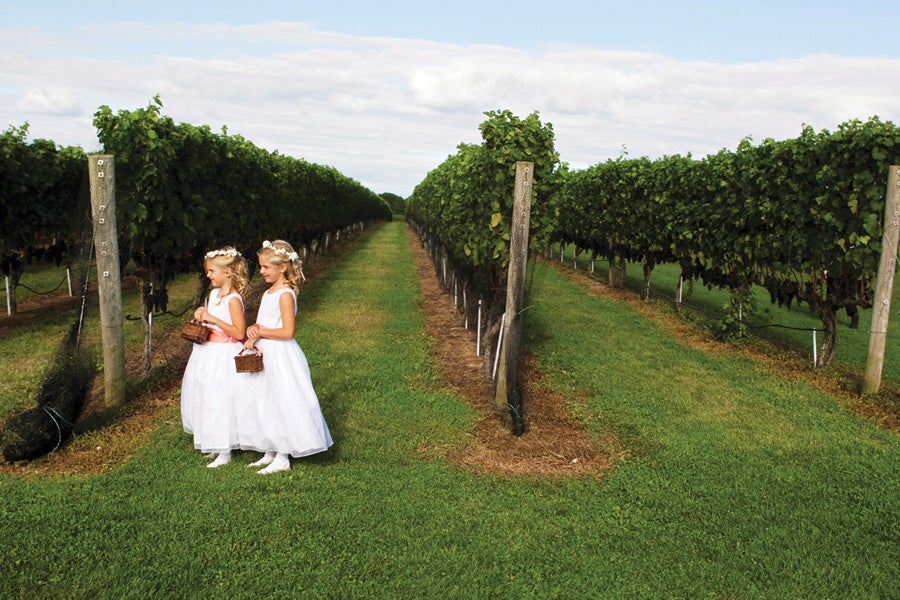 Oth caught these little girls  watching the bride and groom.