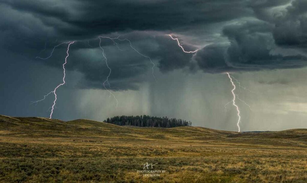 After Our Tour Was Cut Short By A Bus Breakdown, I Decided To Make A Run Through Hayden Valley. Coming Up On A Bison Jam I Saw Lighting In The Distance So Instead Of Sitting In The Traffic I Pulled Over And Waited To See If The Lighting Would Continue. Sure Enough It Did And Rain Cloud Could Be Seen Hovering In The Distance. I Got My Camera Out And Started Snapping. This Shot Was Taken About 5minutes Before The Rain Hit And I Was Sent Running Back To The Car!