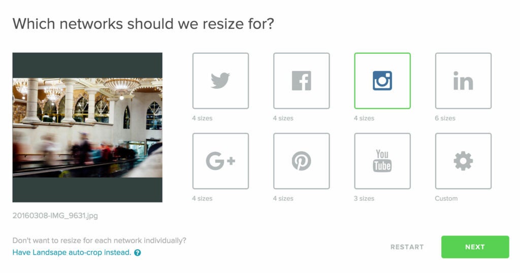 Sprout Social Landscape Web Tool For Resizing Instagram and Facebook Photos