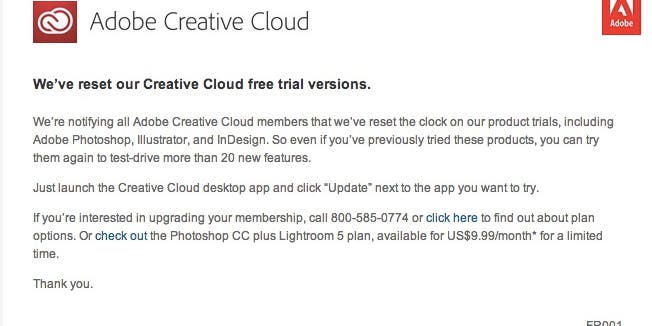 You Can Try Adobe Creative Cloud For a Month, Even If You’ve Already Done the Trial