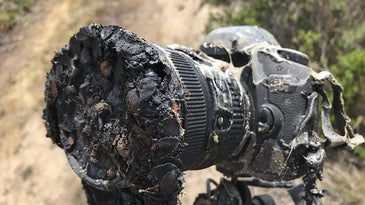 burned and melted canon camera