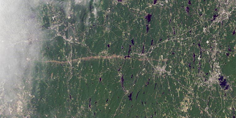 Photo: Tornado Trail in Massachusetts As Seen From Space