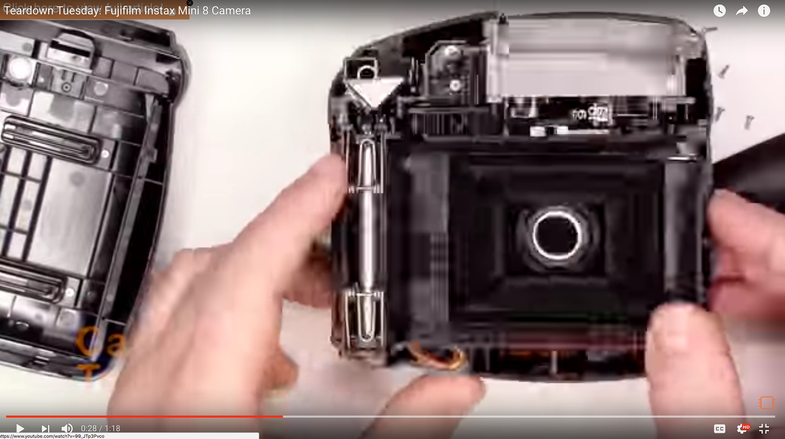 Screenshot of a Fujifilm Instax Mini 8 teardown