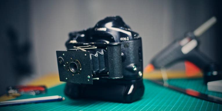 Vintage Vest Pocket Kodak Camera Attached To 5D Mark II DSLR