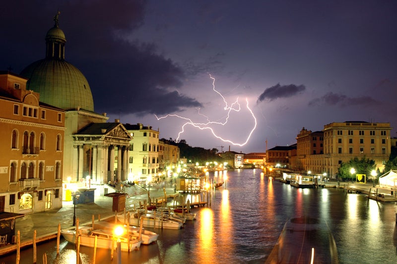 Lightning in Grand Canal in Venice