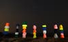 Seven Magic Mountains art installation during Perseid Meteor Shower