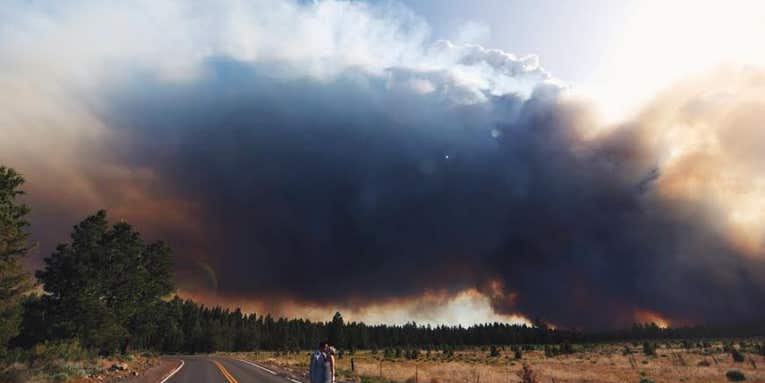 Josh Newton Captures Wedding Photos Against a Raging Wildfire