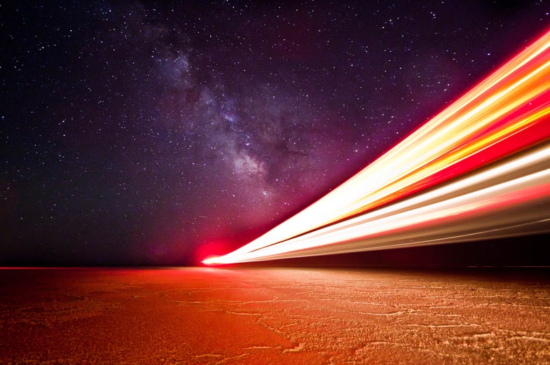 "The photograph was captured in Salt Flats, Utah. Equipment Used: Canon 550D with 10-22mm Wide Angle lens with Tripod and my car - Hyundai Elantra." See more of Viraj's work on Flickr.