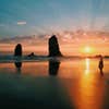 Silhouetted Woman in Cannon Beach Sunset