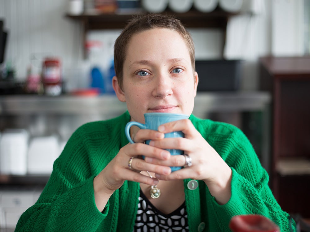 woman drinking coffee