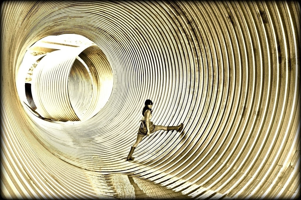 Photo: Shawn Conro Inside a spiral construction site tunnel.