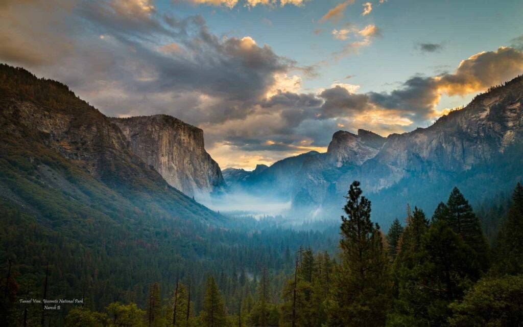 I planned a trip here based on the weather forecast (70% chance of rain) to get the some interesting perspective of this iconic place. I drove into the park an hour before sunrise and got lost in absolute darkness as this was my first time. Saw prescribed fires on my way (bit scary sight in dark) . Managed to reach there just on time before sunrise. Each time I wanted to pack up from there, I realized that I was not done yet and stood there taking in this view combined with magical weather !!!