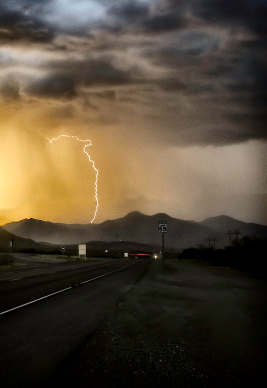 Sean made this image in White Sands, New Mexico with his Pentax  K-r. It was "taken with an 8 stop ND filter to get to an 8 second exposure and catch a bolt." <strong>See more of his work on <a href="http://www.flickr.com/photos/seanzurawski/">Flickr</a>.</strong> <em>Want your work featured as our next Photo of the Day? Submit your best images to our <a href="http://www.flickr.com/groups/1614596@N25/pool/">Flickr group</a>, for a chance to be picked.</em>