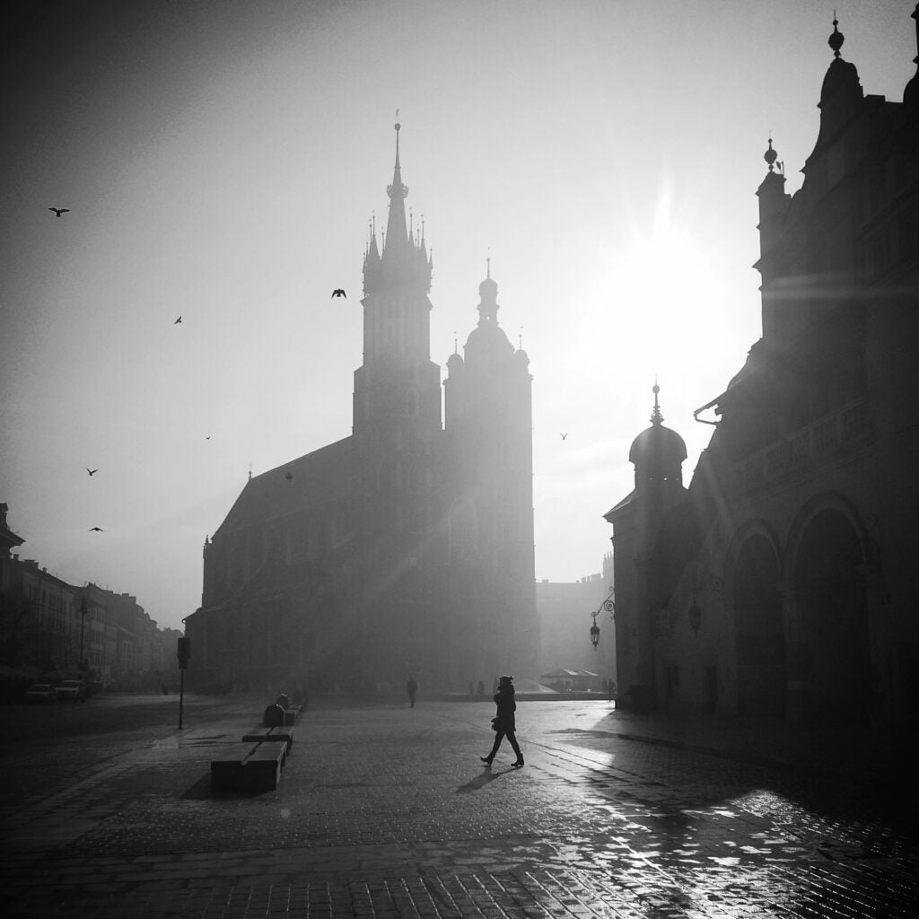 Main Market Square in Krakow in the early morning