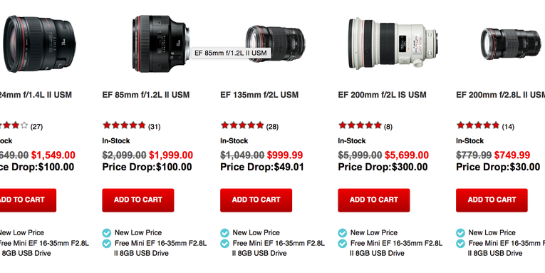 Canon Drops Prices on a Bunch of High-End L-Series Lenses