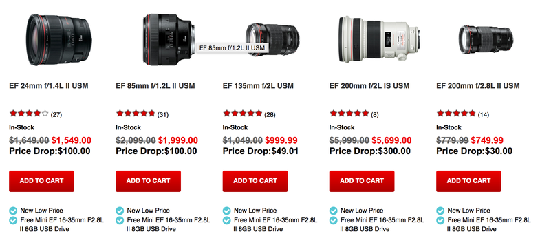 Canon Lens Price drops