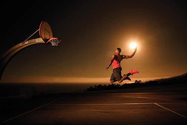 basket ball player sunset