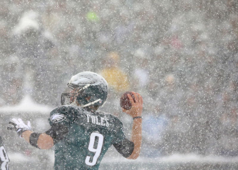 Philadelphia Eagles' Nick Foles is seen during the first half of an NFL football game against the Detroit Lions on Sunday, Dec. 8, 2013, in Philadelphia. (AP Photo/Michael Perez)