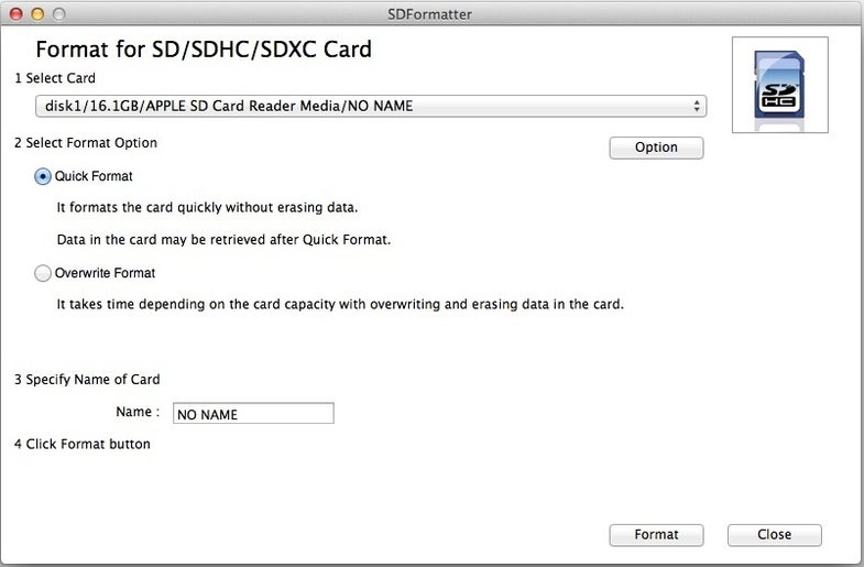 sd card formatter