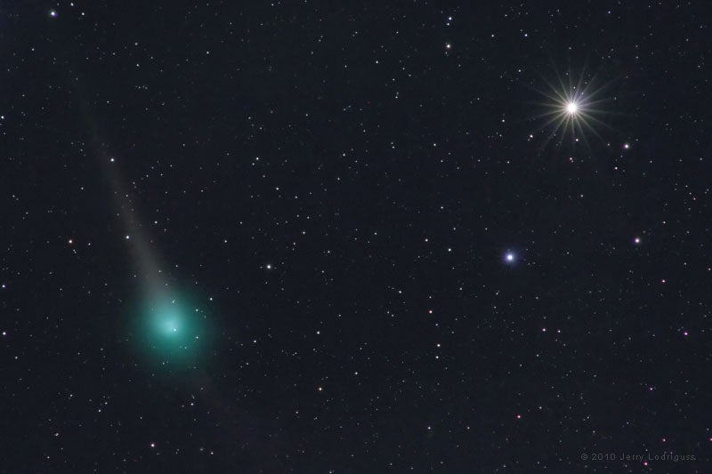 Comet Lulin and Saturn
