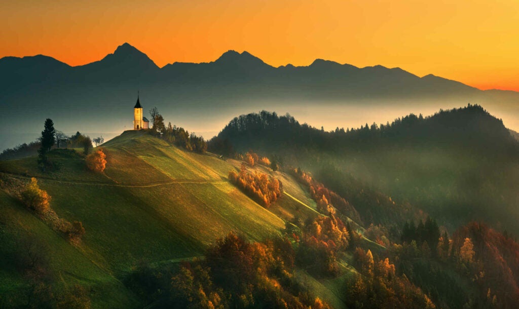 Autumn 2015. Slovenia. Jamnik.Church of St. .Primus