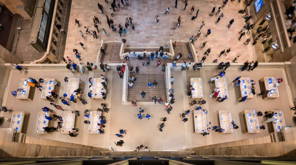 Today's Photo of the Day comes from Eduard Moldoveanu and was taken at the Apple Store in Grand Central Station. Eduard used a Canon EOS 5D Mark III with EF16-35mm f/2.8L II USM lens to capture the overhead shot. See more of his work<a href="http://www.flickr.com/photos/eduardmoldoveanuphotography/"> here.</a>